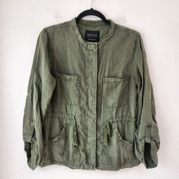 Sanctuary Olive Green Snap Front Lightweight Utility Jacket Gorpcore Women's M - Picture 2 of 8